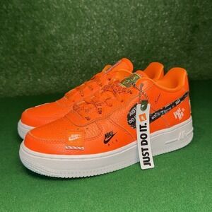 Nike Air Force 1 '07 Premium Orange 'Just Do It' AO3977-800 Gradeschool Size 4Y